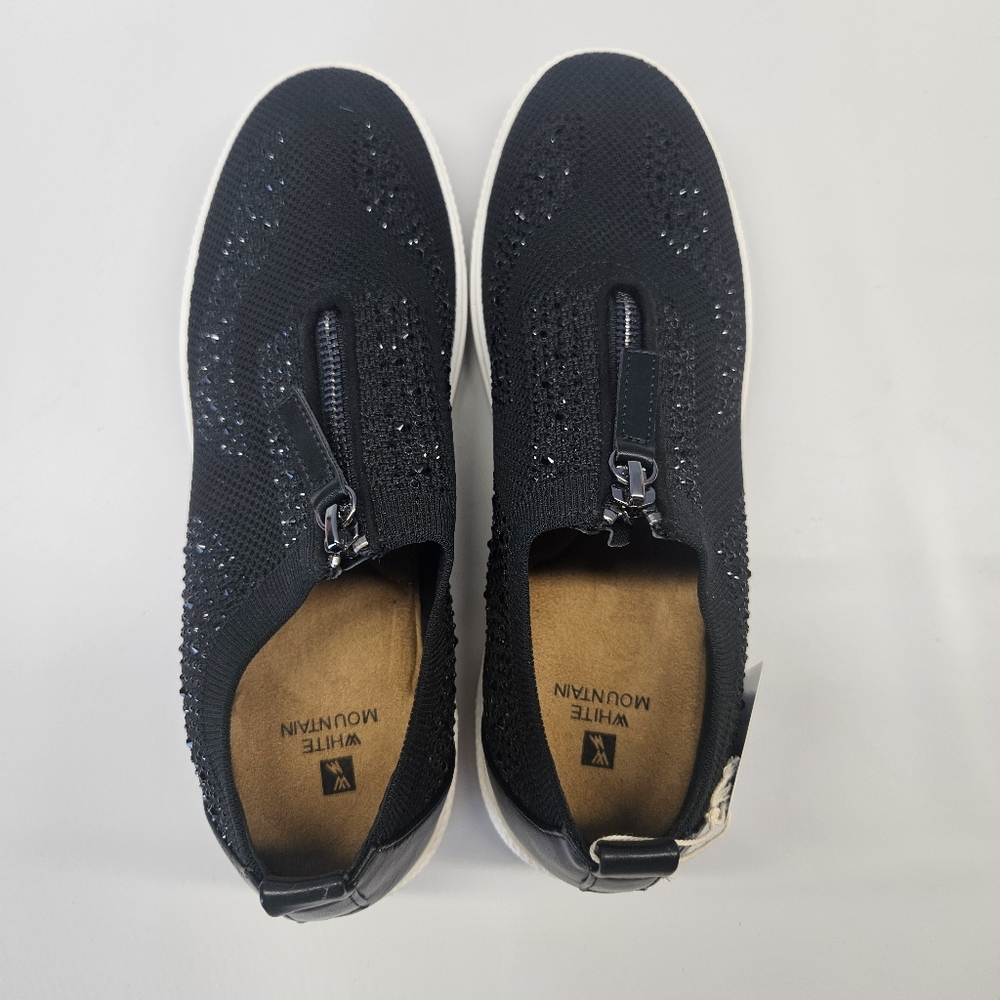 White Mountain Shoes Black Bling Embellishment Knit Slip On Sneakers Womens 9 - Picture 7 of 7